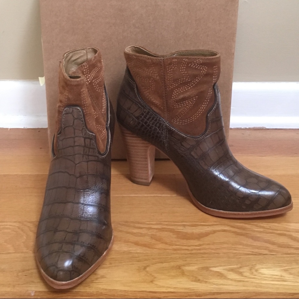MATISSE x Understated Done & Dusted Oak Leather Western Booties Size 8.5